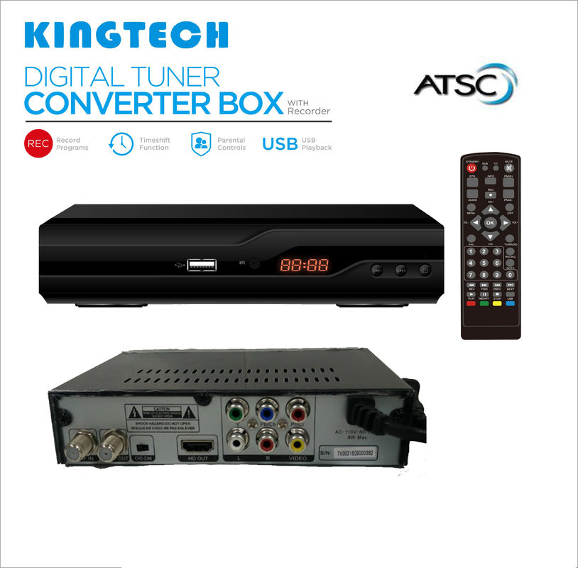 1080P ATSC Digital Converter Box 168mm With Media Player
