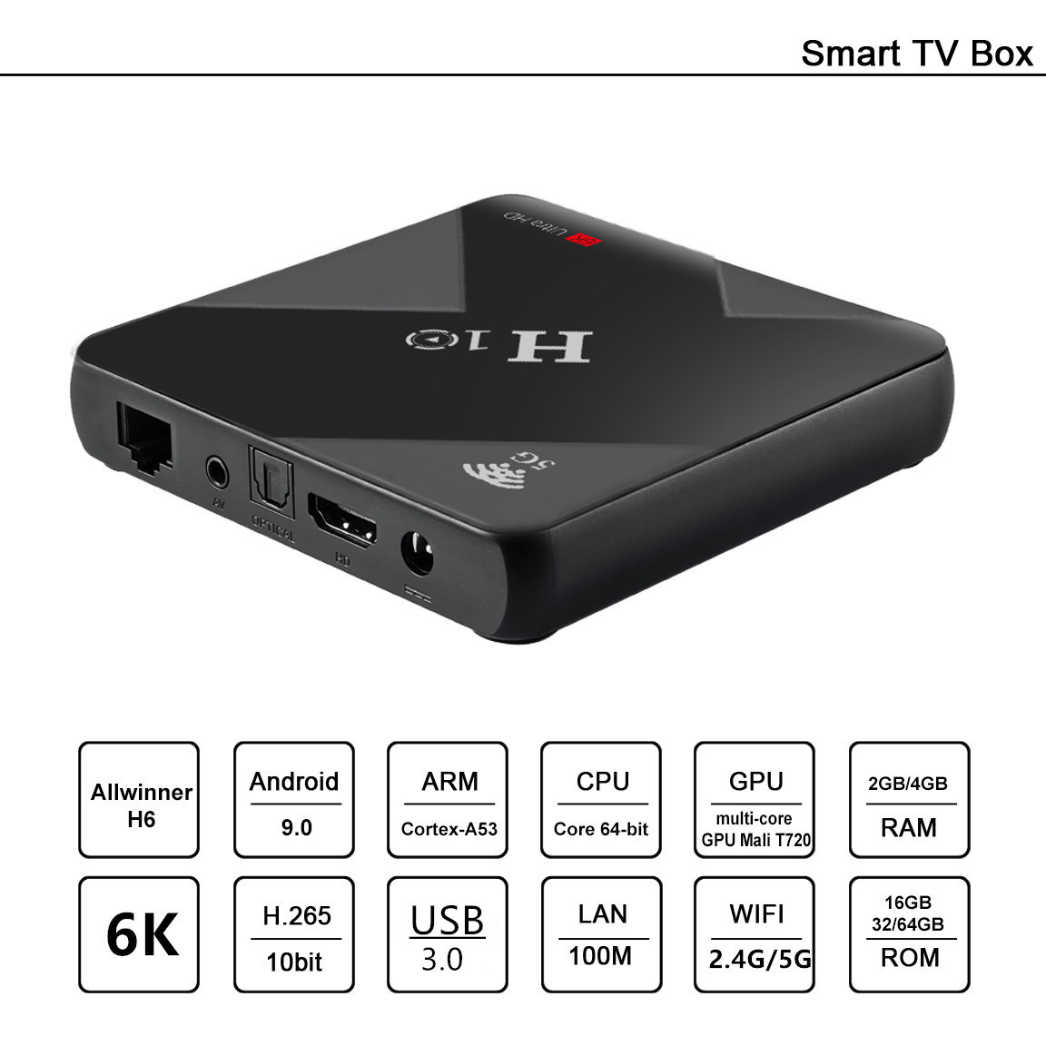 4k Android Tv Ott Ematic Box 3840*2160px Amlogic 905w Quad Core VOD